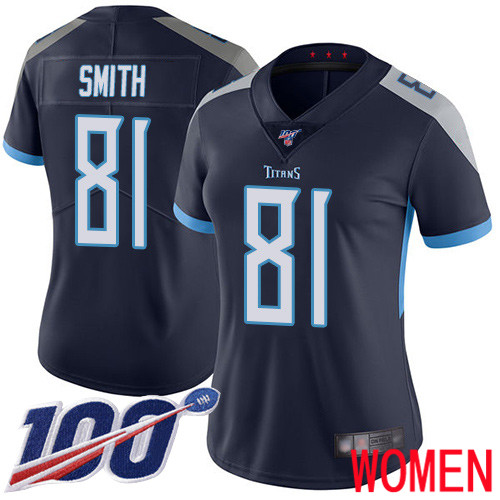 Tennessee Titans Limited Navy Blue Women Jonnu Smith Home Jersey NFL Football #81 100th Season Vapor Untouchable->youth nfl jersey->Youth Jersey